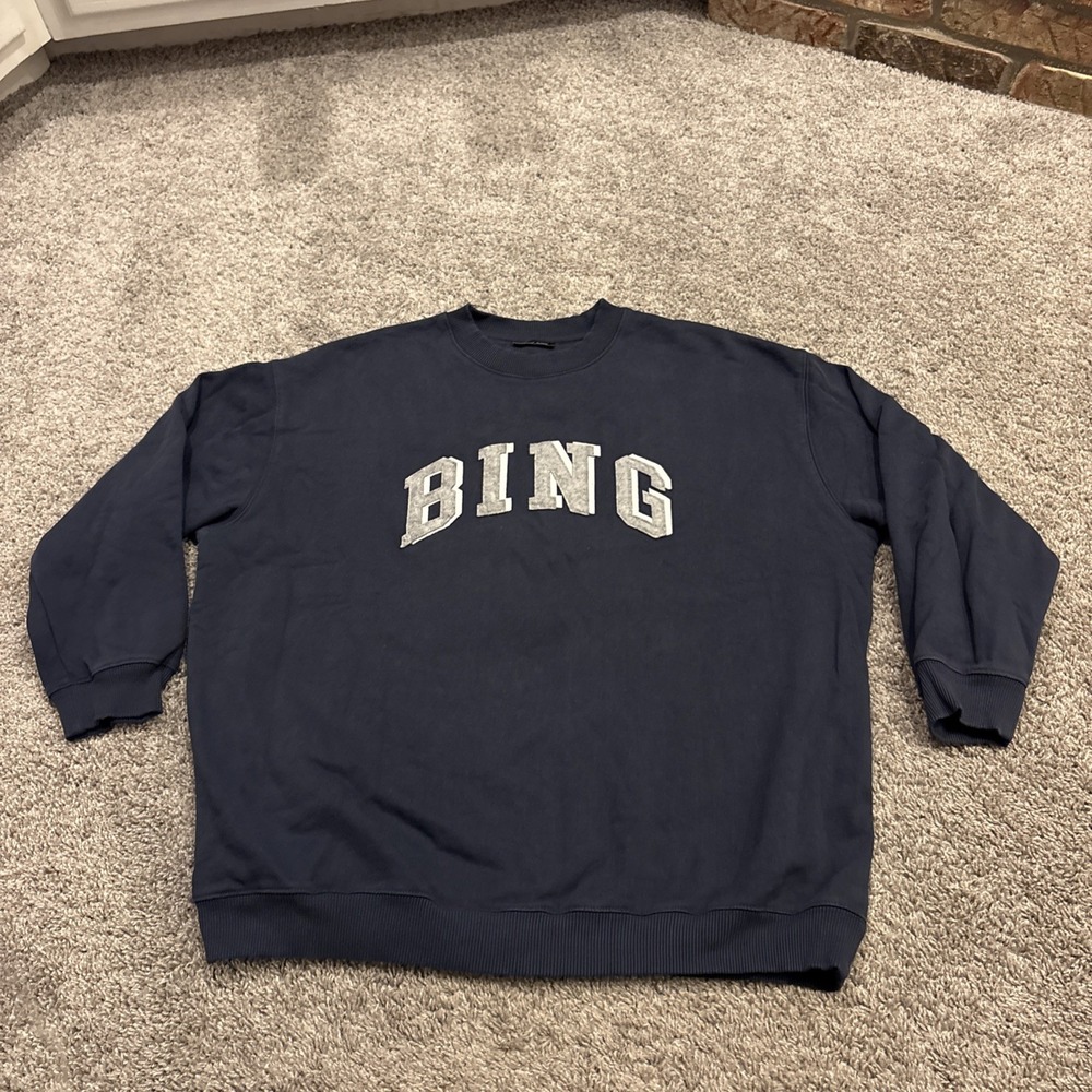 Anine Bing Sport Tyler Sweatshirt Navy Blue Oversize Heavyweight Womens Medium